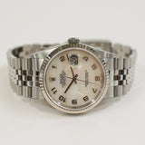 Rolex Datejust 36mm Steel and White Gold 16234 Mother of Pearl Arabic Dial Aug 1999 - View 3