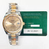 Rolex Datejust 41mm Steel and Yellow Gold 126333G Champagne Diamond Dial Dec 2021 - View 2