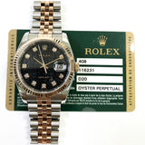 Rolex Datejust 116231 Black Jubilee Diamond Dial Sep 2007