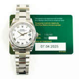Rolex Datejust 126200 White Roman Dial Apr 2025