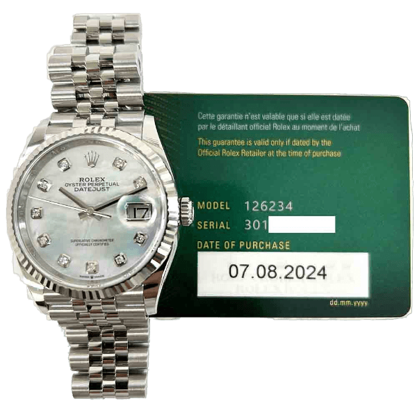 Rolex Datejust 126234 White Mop Diamond Dial Aug 2024