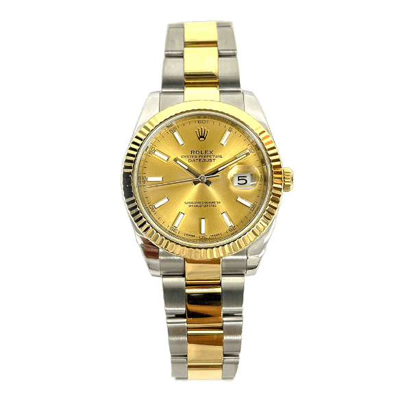Rolex Datejust 41 Fluted Bezel Gold Steel Watch 126333