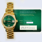 Rolex Datejust 278288RBR Malachite ““VI&IX” Diamond Dial Sep 2020