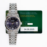 Rolex Datejust 36mm 126234 Purple VI IX Diamond Dial Sep 2025