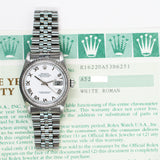 Rolex Datejust 36mm 16220 White Roman Dial Aug 2000