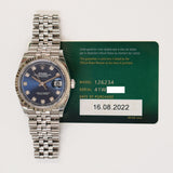 Rolex Datejust 36mm Steel and White Gold 126234G Blue Diamond Dial Aug 2022 - View 2