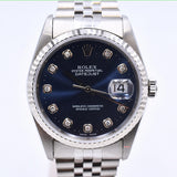 Rolex Datejust 36mm Steel and White Gold 16234G Blue Diamond Dial Aug 1998 - View 1