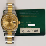Rolex Datejust 36mm Steel and Yellow Gold 126233 Champagne Dial Jun 2021 - View 2