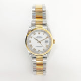 Rolex Datejust 36mm Steel and Yellow Gold 16203 White Roman Dial Oct 2003 - View 1