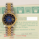 Rolex Datejust 36mm Steel and Yellow Gold 16233G Blue Ombre Diamond Dial Feb 1999 - View 2