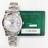 Rolex Datejust 41mm 126300 Silver Dial Sep 2024