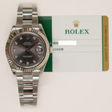Rolex Datejust 41mm Steel and White Gold 116334G Grey Diamond Dial Mar 2016 - View 2