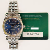 Rolex Datejust 41mm Steel and Yellow Gold 126334G Blue Diamond Dial Aug 2020 - View 2