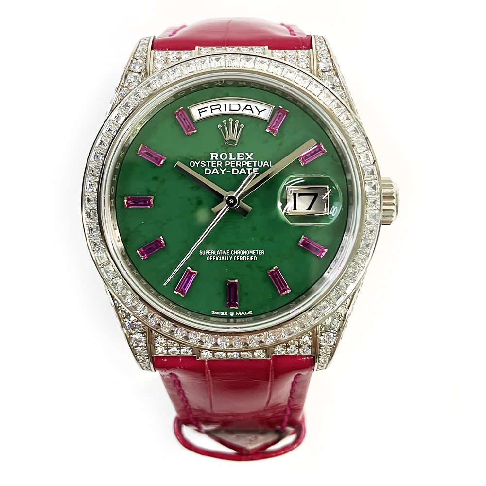 Rolex Day-Date 128459TBR Jade Ruby Diamond Dial Dec 2022