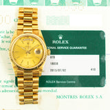 Rolex Day-Date 18038 Champagne Dial Aug 1985