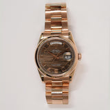 Rolex Day-Date 36mm Rose Gold 118205 Black Wave Arabic Dial - View 1