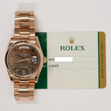 Rolex Day-Date 36mm Rose Gold 118205 Black Wave Arabic Dial - View 2