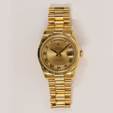 Rolex Day-Date 36mm Yellow Gold 118238MR Champagne Myriad Roman Dial Jan 2011 - View 1