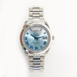 Rolex Day-Date II 218206 Ice Blue Roman Dial Aug 2014