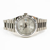 Rolex Day Date 228239 Silver Stripes Dial Mar 2021