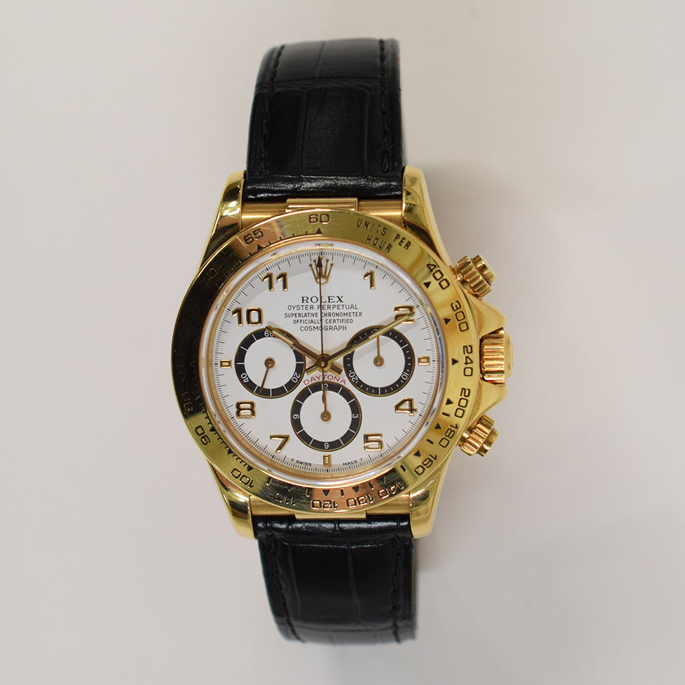 Rolex Daytona 40mm Yellow Gold 16518 White Arabic Dial Oct 1999