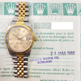 Rolex Detajust 16013 Champagne Dial Mar 1988