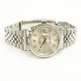 Rolex Detajust 16234G Silver Diamond Dial Mar 1996