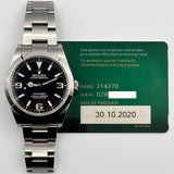 Rolex Explorer 39mm 214270 Black Dial Oct 2020 - View 2