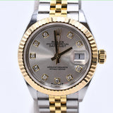 Rolex Lady-Datejust 28mm Steel and Yellow Gold 279173G Silver Diamond Dial Nov 2022 - View 3