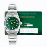 Rolex Oyster Perpetual 126000 Green Dial Feb 2024