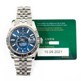 Rolex Sky-Dweller 326934 Blue Dial Sep 2021