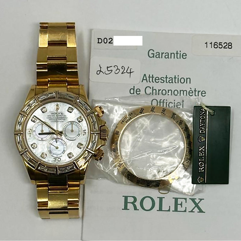 Rolex Cosmograph Daytona 116528 White Mop Diamond Dial