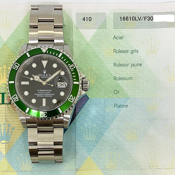 Rolex Submariner date 16610LV Kermit Dial