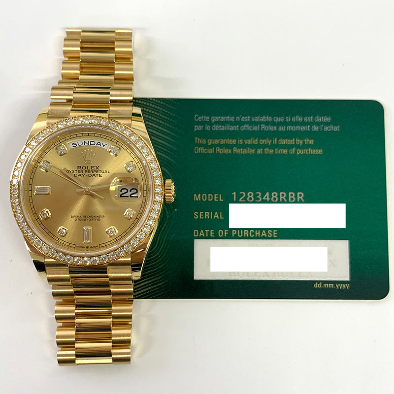Rolex Day Date 128348RBR Champagne Diamond Dial