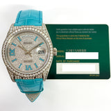 Rolex Day Date 128159RBR Pave Diamond Roman Dial