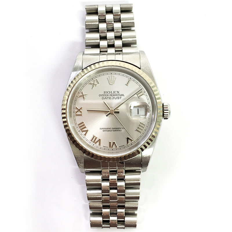 Rolex Detajust 16234 Silver Roman Dial