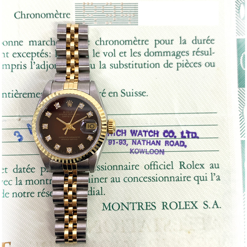 Rolex Lady-Datejust 69173 Red Vignette Diamond Dial