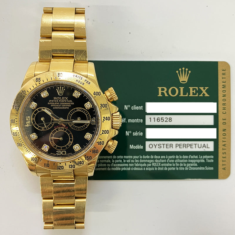 Rolex Cosmograph Daytona 116528 Black Diamond Oyster