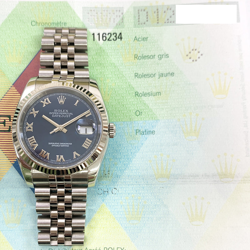 Rolex Datejust 116234 Blue Roman Dial