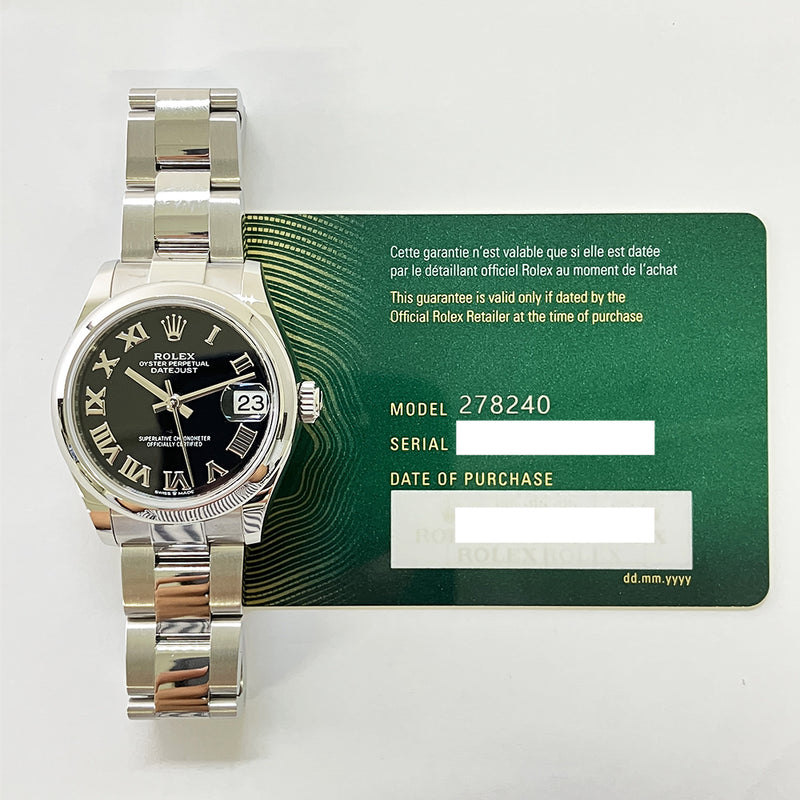Rolex Datejust 278240 Black Roman Dial
