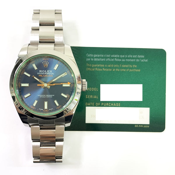 Rolex Milgauss Blue Dial Green Crystal 116400GV