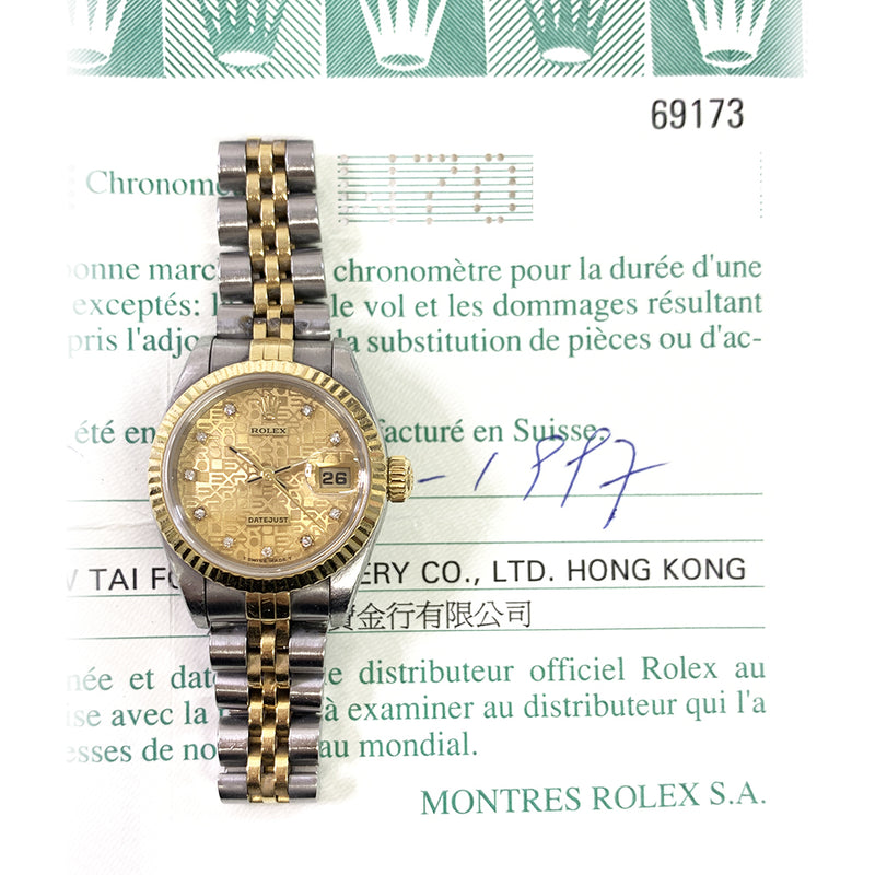 Rolex Lady-Datejust 69173 Champagne Jubilee Diamond Dial