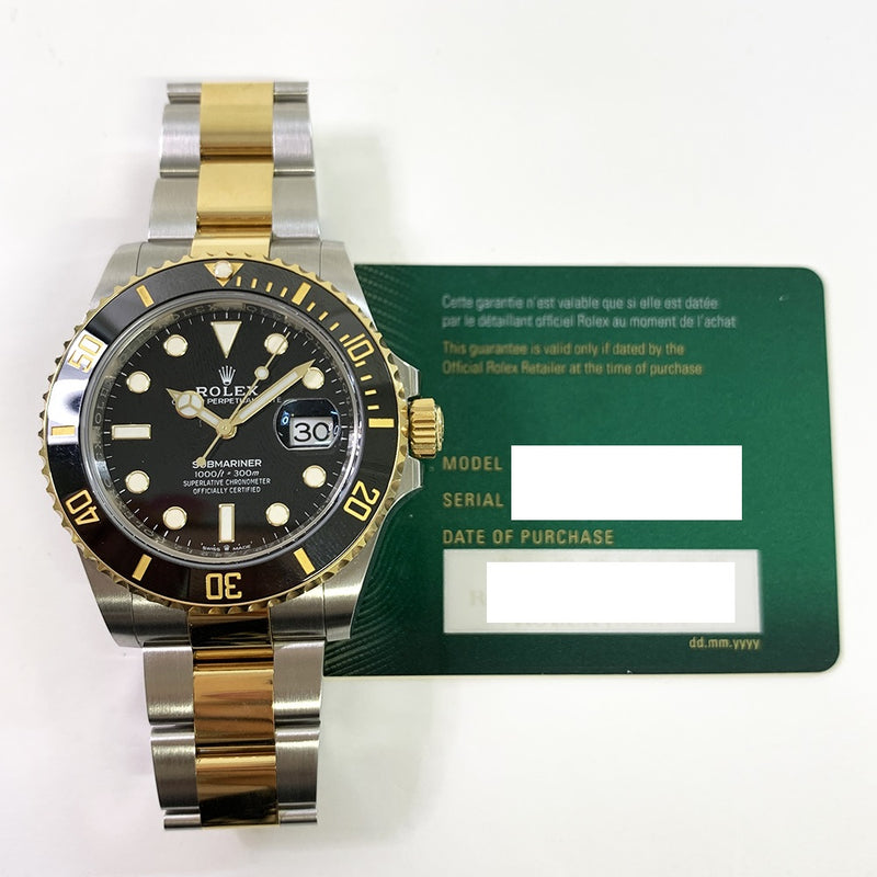 SUBMARINER DATE 41MM BLACK DIAL BLACK CERAMIC BEZEL STAINLESS STEEL AND YELLOW GOLD