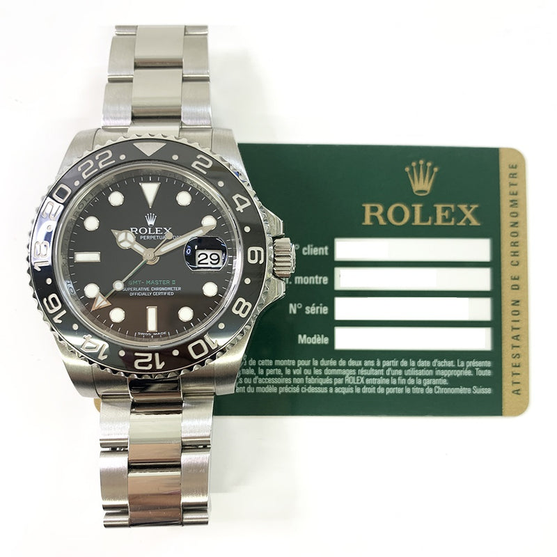 GMT-MASTER II 40MM BLACK DIAL BLACK CERAMIC BEZEL STAINLESS STEEL