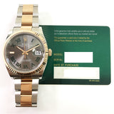 DATEJUST 36MM SLATE GREEN ROMAN DIAL FLUTED BEZEL OYSTER BRACELET STAINLESS STEEL AND ROSE GOLD