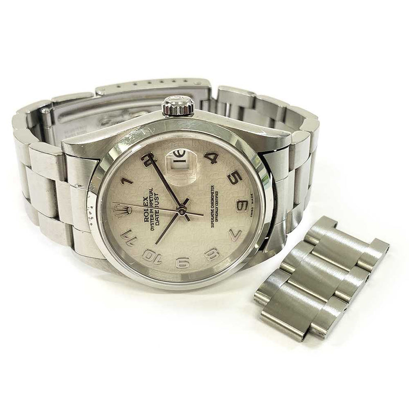 DATEJUST 36MM WHITE JUBILEE ARABIC DIAL FLUTED BEZEL OYSTER BRACELET STAINLESS STEEL