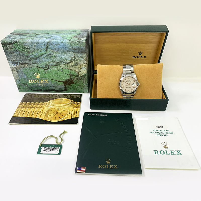 DATEJUST 36MM WHITE JUBILEE ARABIC DIAL FLUTED BEZEL OYSTER BRACELET STAINLESS STEEL