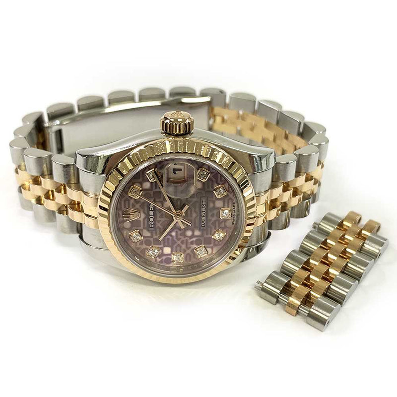 DATEJUST 26MM BRONZE JUBILEE DIAMOND DIAL FLUTED BEZEL JUBILEE BRACELET STAINLESS STEEL AND ROSE GOLD