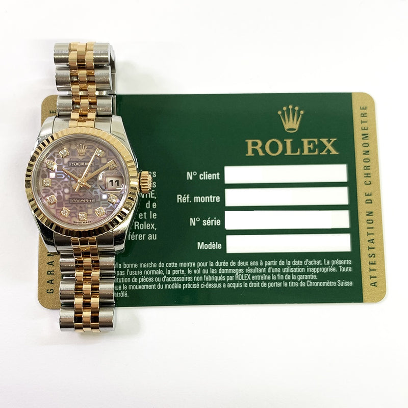 DATEJUST 26MM BRONZE JUBILEE DIAMOND DIAL FLUTED BEZEL JUBILEE BRACELET STAINLESS STEEL AND ROSE GOLD