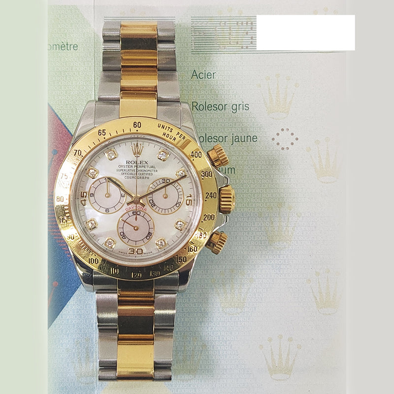 Rolex Cosmograph Daytona 116523 White Mop Diamond Dial